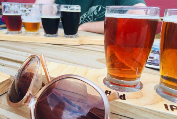 beer flights and sunglasses