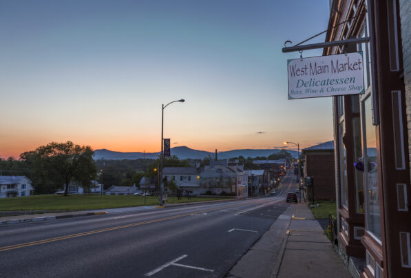 west main market delicatessen sign and view of main street in luray